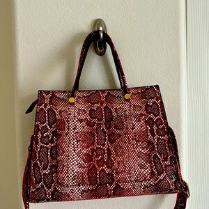 SK silver rose Italian stamped leather handbag